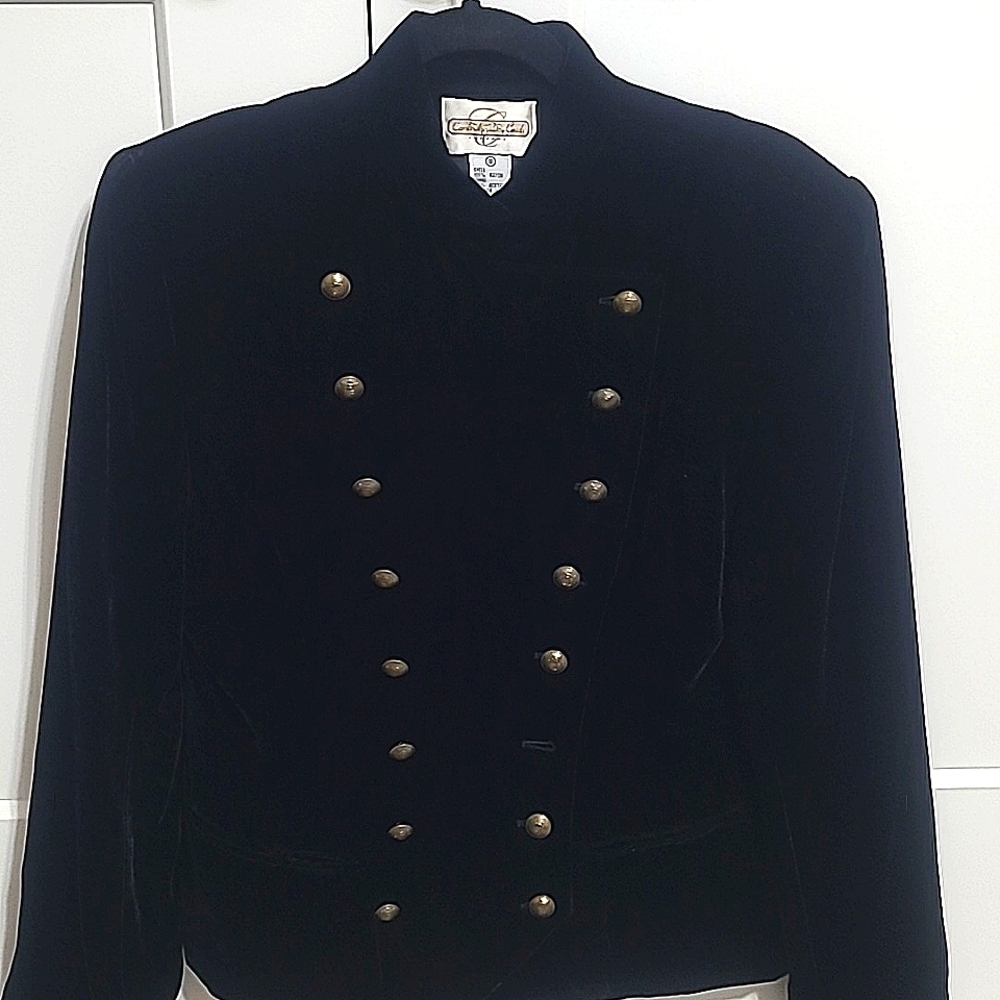 Military style velvet jacket